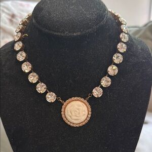 Sabika Gold and Silver Necklace with Circular Medallion